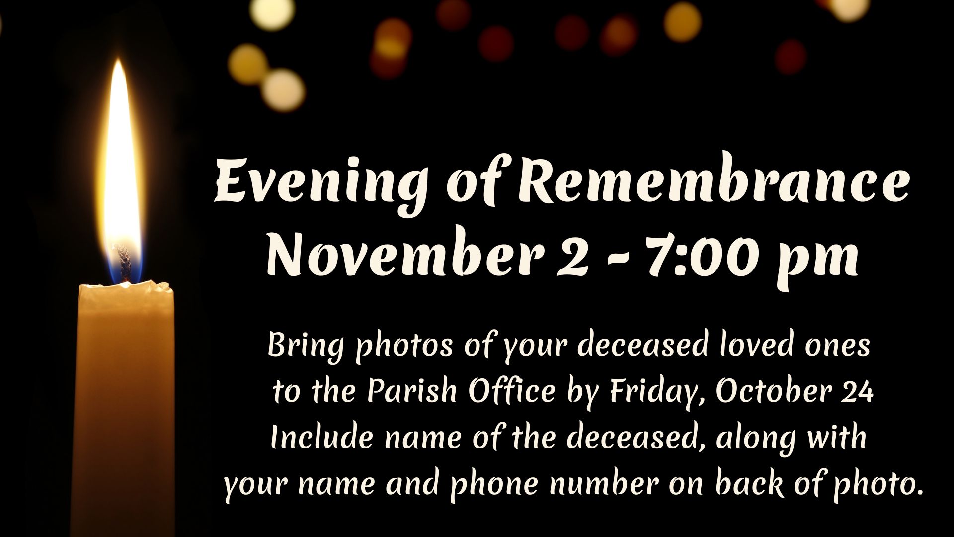 Evening of Remembrance November 2 - 700 pm